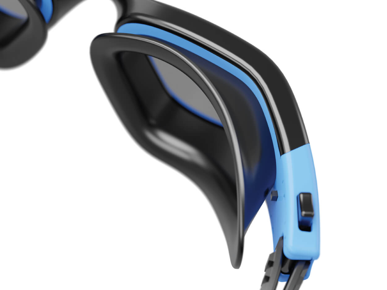 Image emphasizing the soft double seals of Aqtivaqua DX Wide View Swimming Goggles, providing a comfortable and leak-proof swimming experience